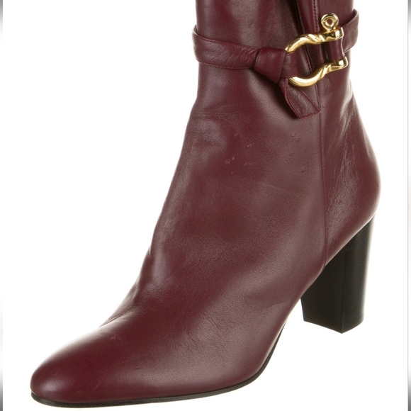 TODAY ONLY SALE! DVF Burgundy Leather Ankle Boots - Picture 3 of 8